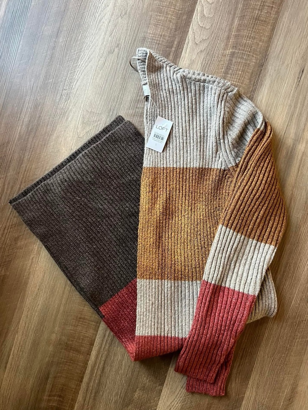 NWT! 
Loft Colorblock Long Open-Front Cardigan - Size Small